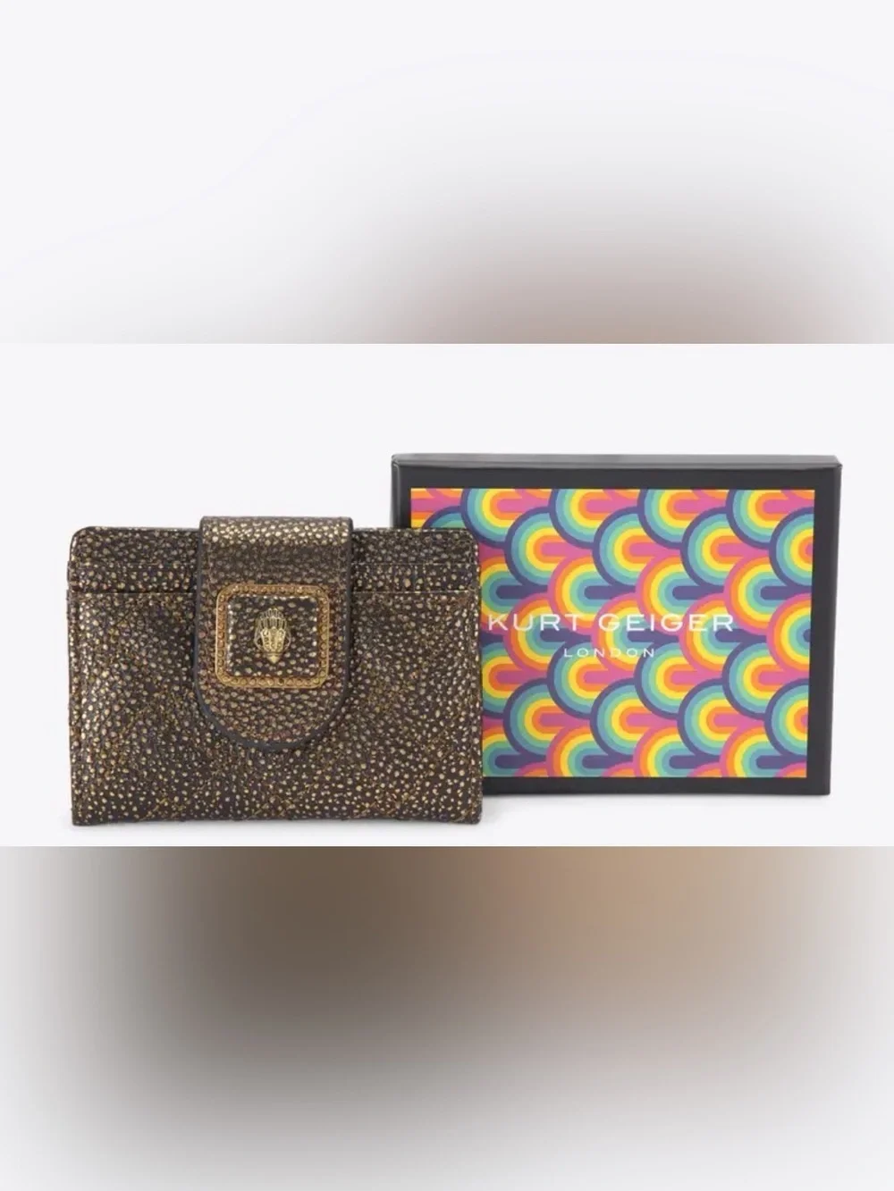 Kurt Geiger London Pimlico Bronzed Metallic Slim Card Holder NIB